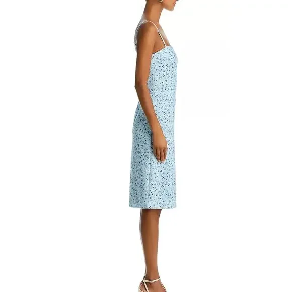 New with Tags French Connection Icy Blue Floral Midi Dress Size 6 Cottagecore - Picture 2 of 16